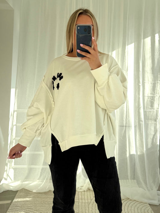 Dog Mom Pullover in Weiß Schwarz