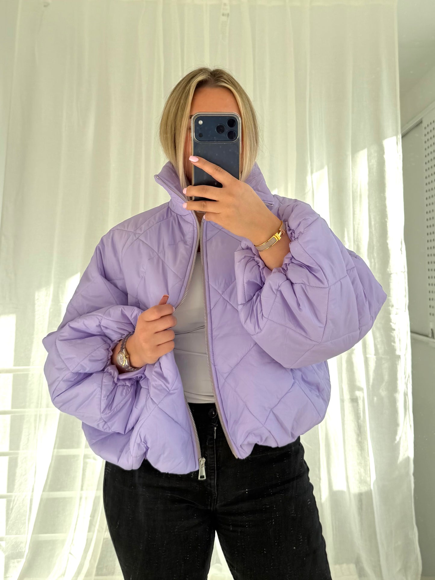 Pufferjacke in Flieder