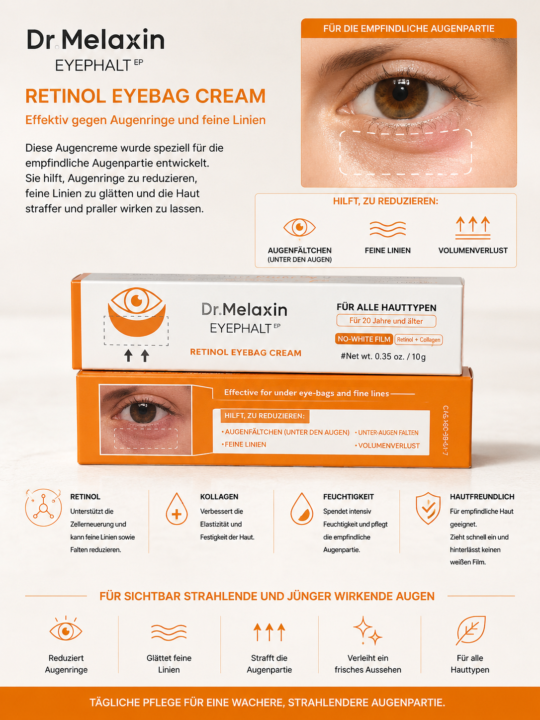 Dr. Melaxin Retinol Eyebag Cream, Alle Hauttypen