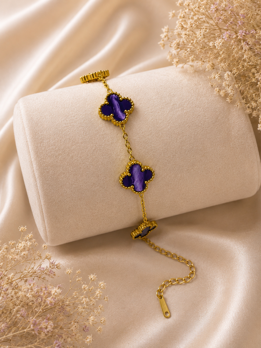 Lila Kleeblatt Armband