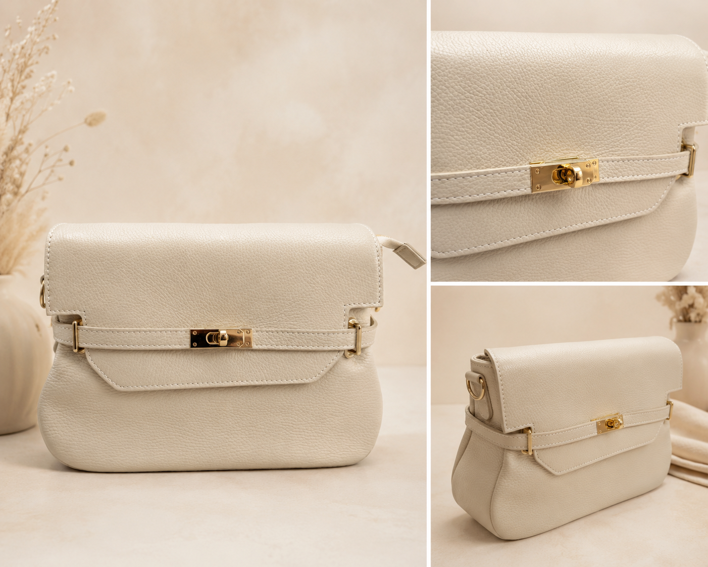 Echtleder Tasche Mimi in Creme