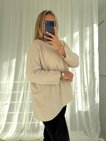 Mimi Pullover in Langarm Beige