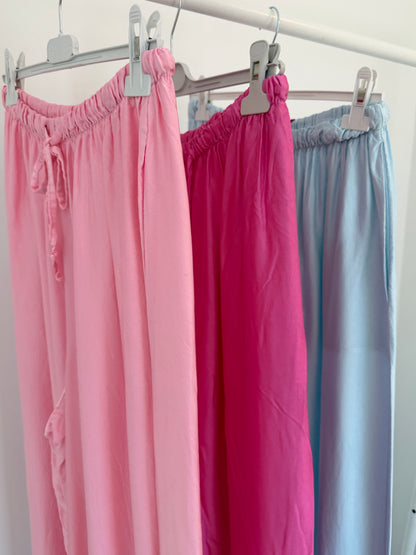 Satin Wide Leg Hose - versch. Farben