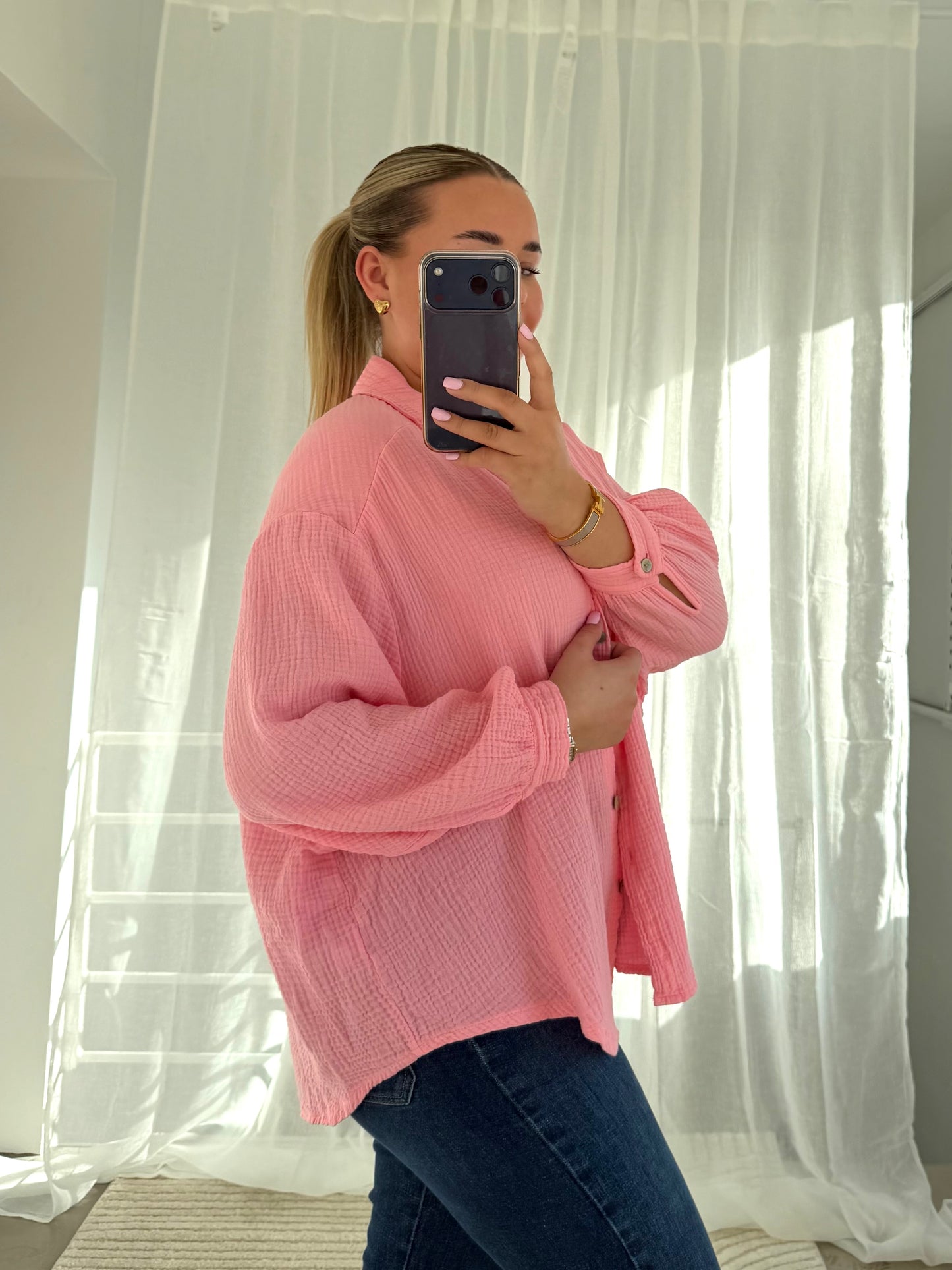 Good Vibes - Musselin Bluse Rosa