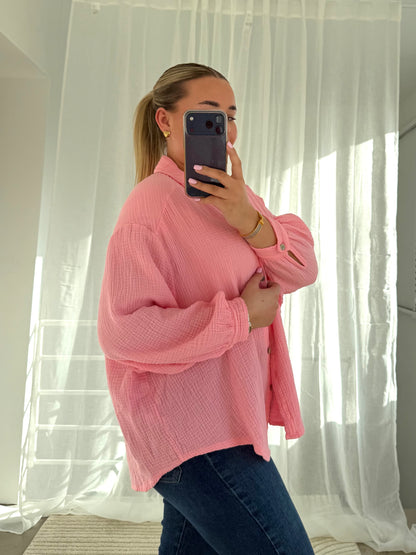 Good Vibes - Musselin Bluse Rosa