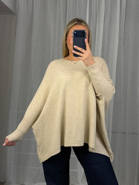 Good Vibes Backprint Oberteil in Beige