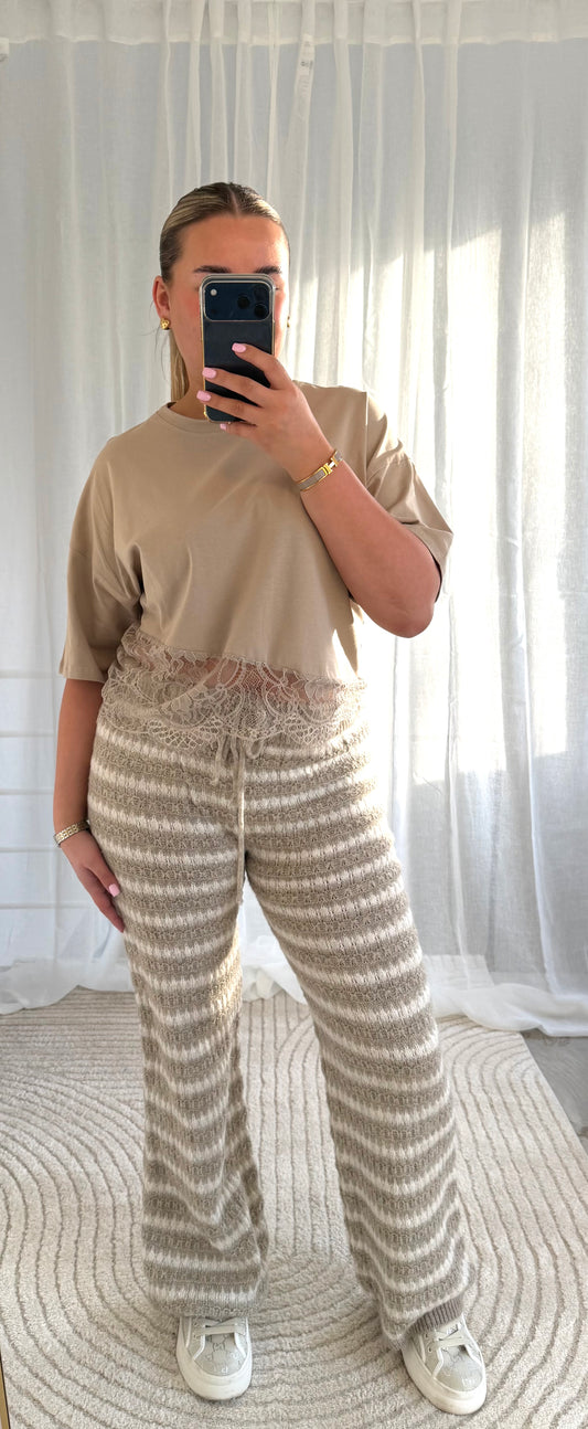 Strickhose in Taupe Creme