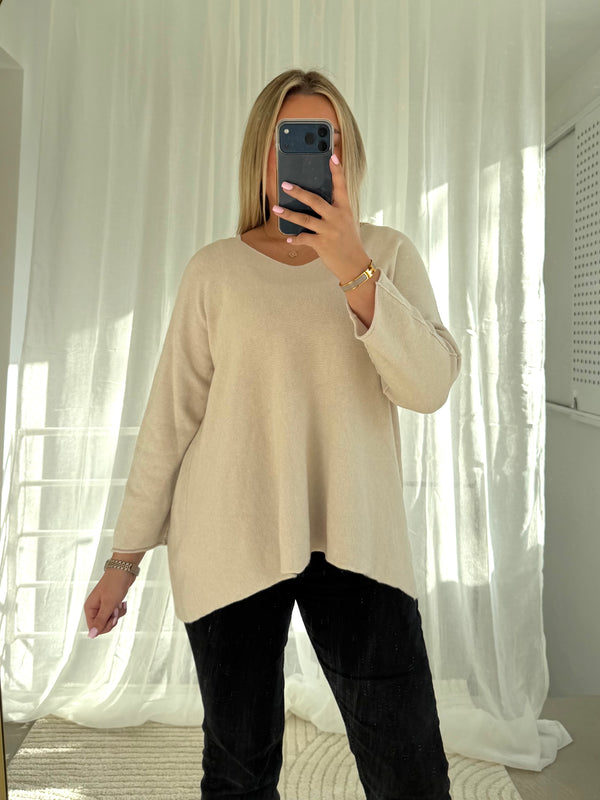 Mimi Pullover in Langarm Beige