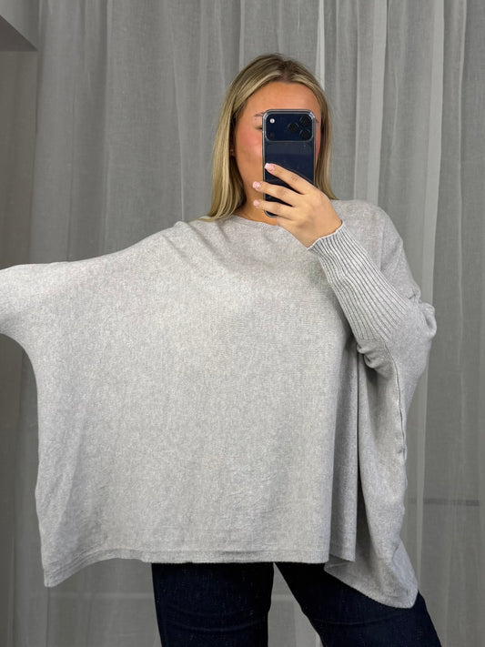 Good Vibes Backprint Oberteil in Grau