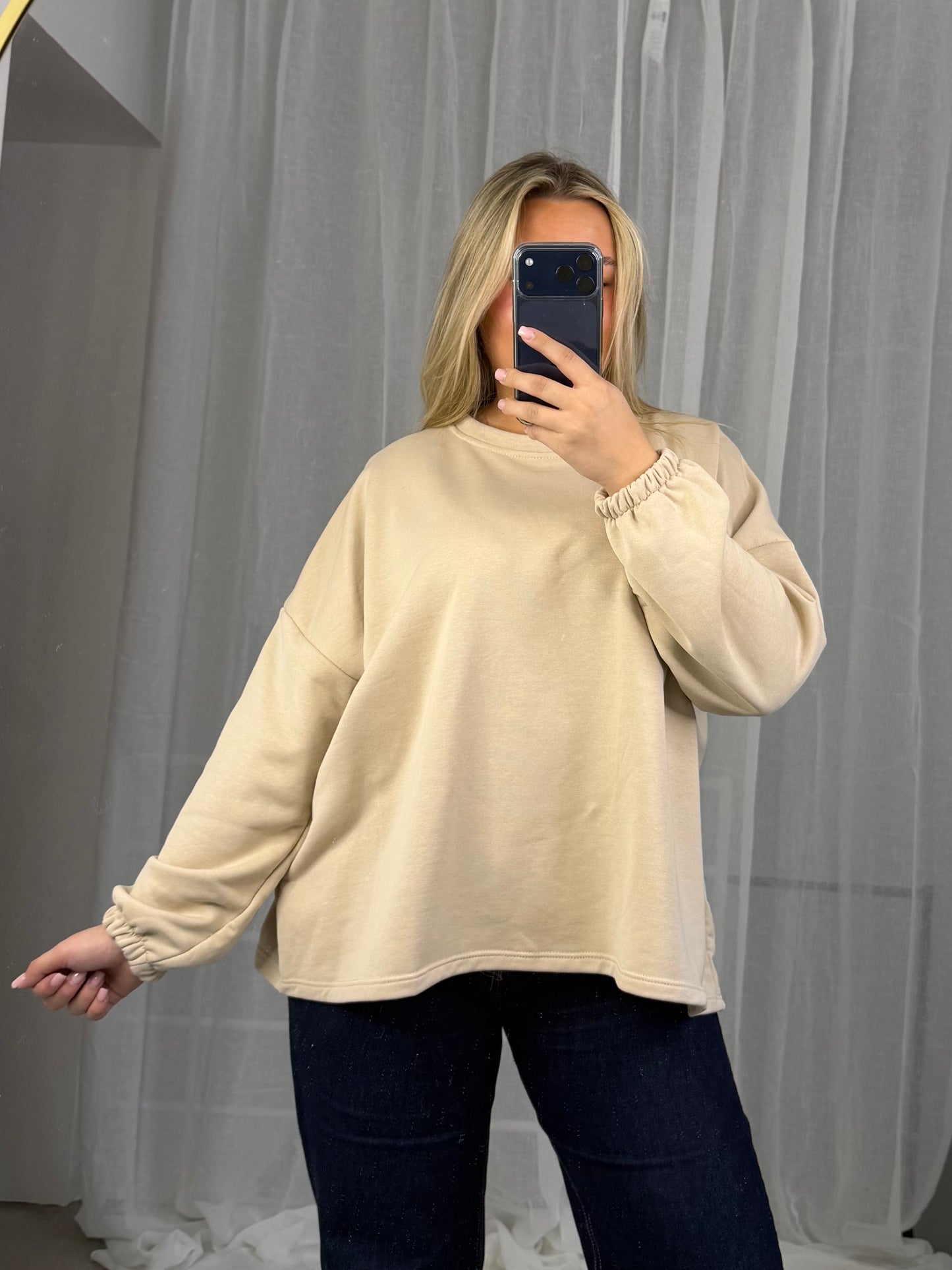 Backprint Pullover Love in Beige