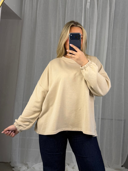 Backprint Pullover Love in Beige