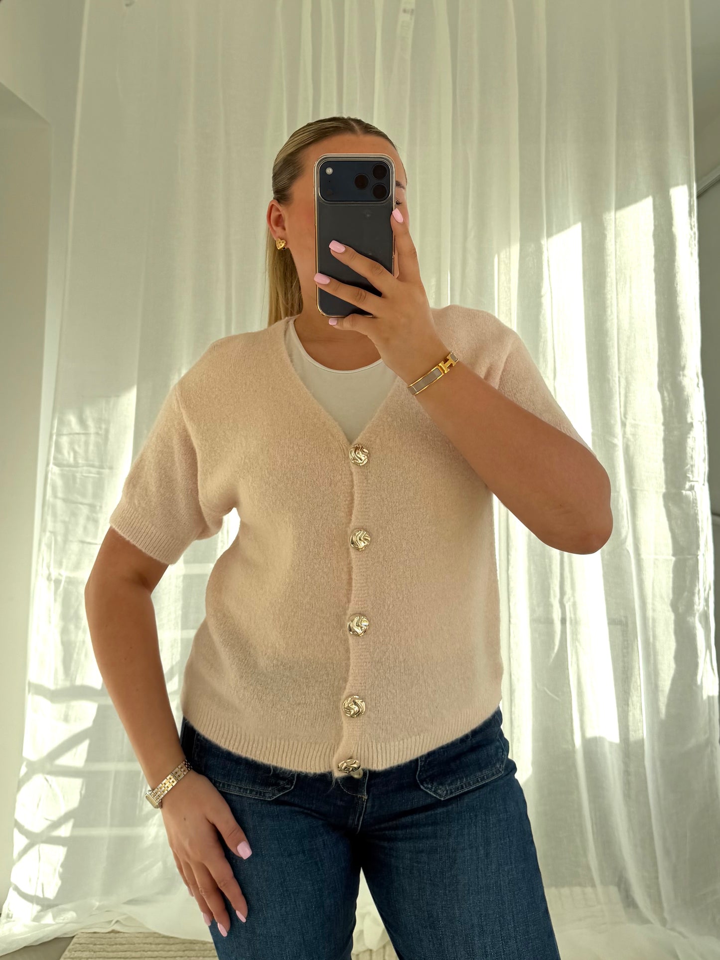 Hannah Cardigan in Puderrosa