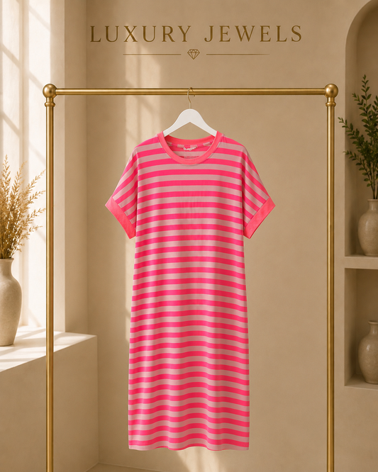 Gestreiftes Kleidchen Rosa Pink
