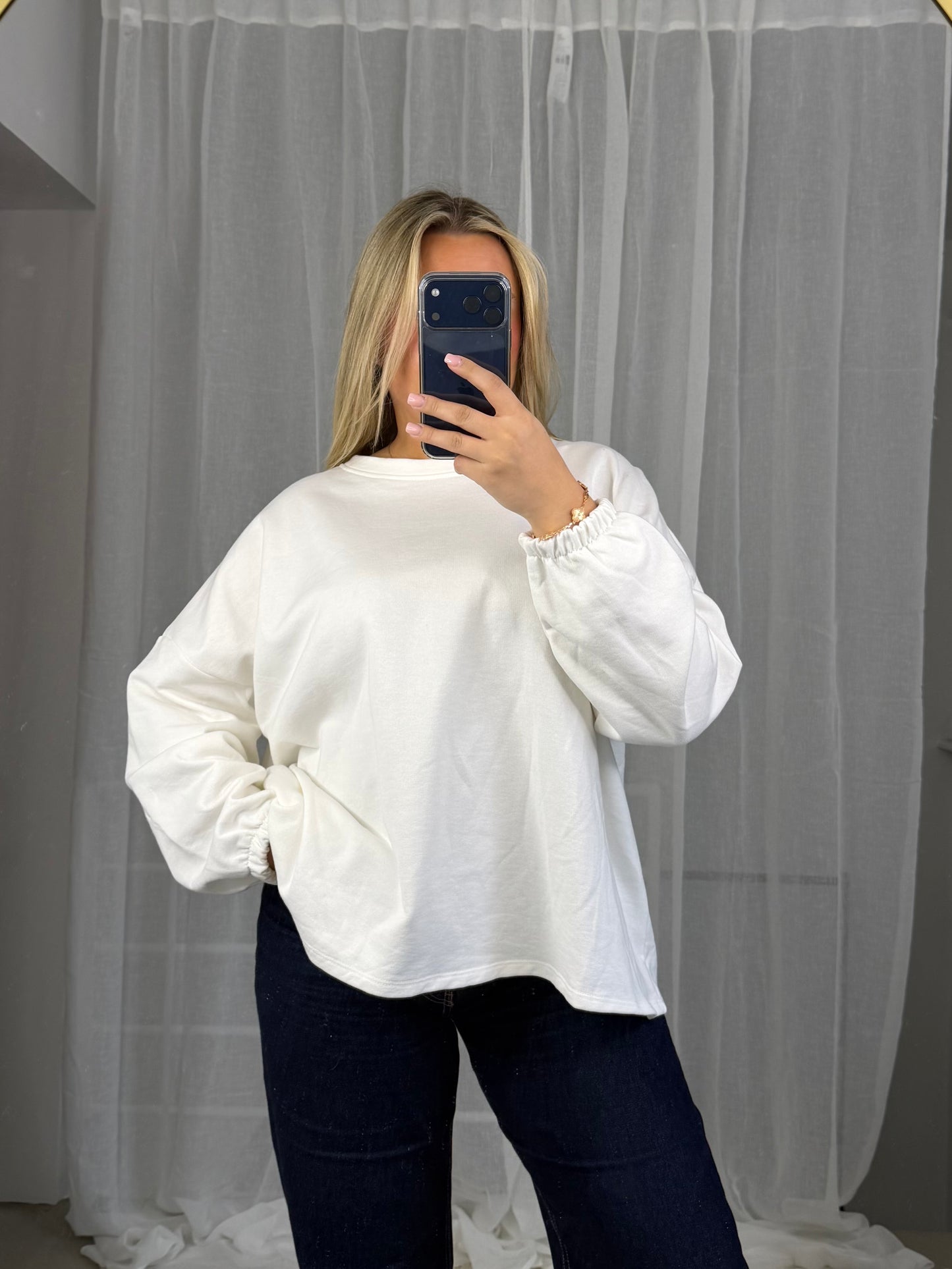 Backprint Pullover Love in Weiß