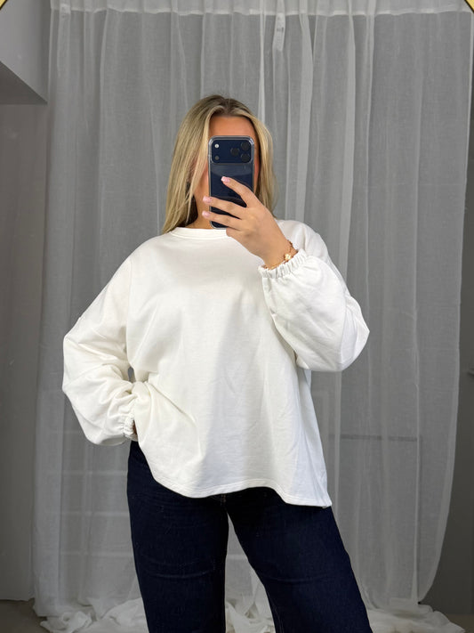 Backprint Pullover Love in Weiß