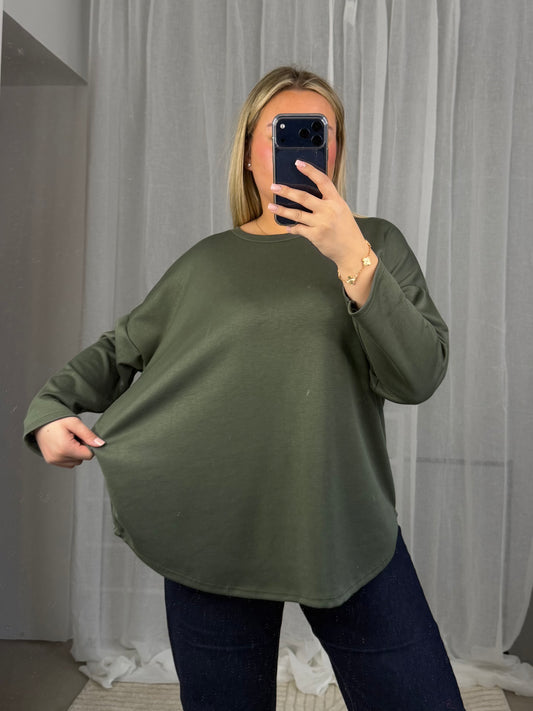 Butterstoff Langarm in Kahki