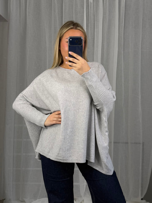 Good Vibes Backprint Oberteil in Grau