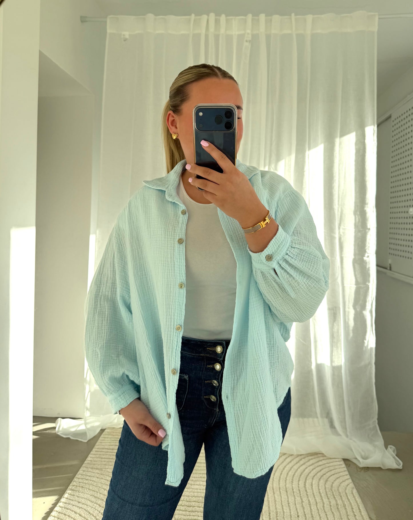 Musselin Bluse in Blau