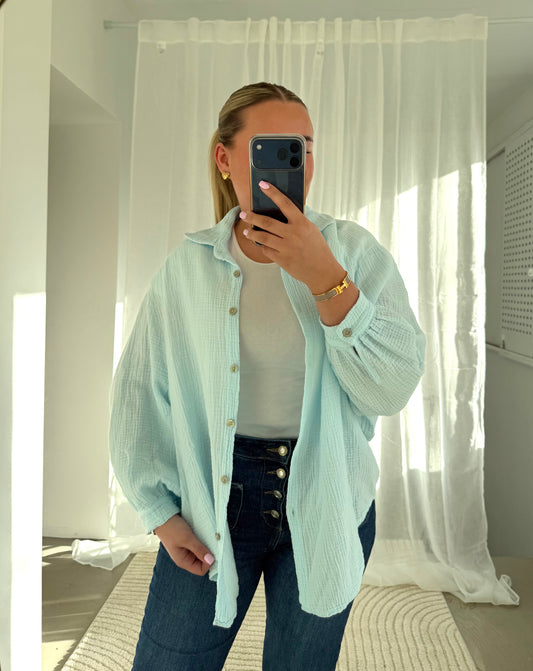 Musselin Bluse in Blau