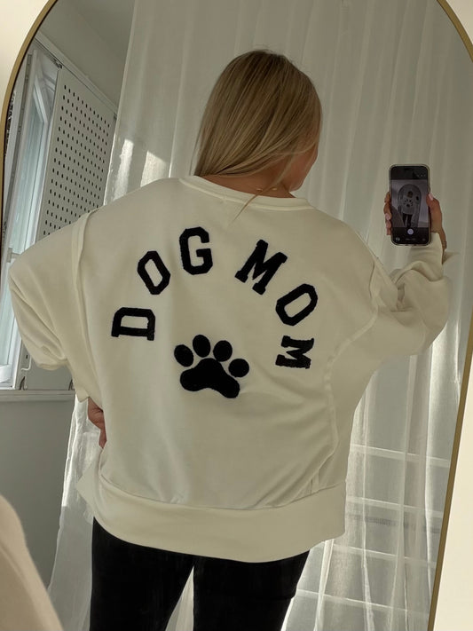Dog Mom Pullover in Weiß Schwarz