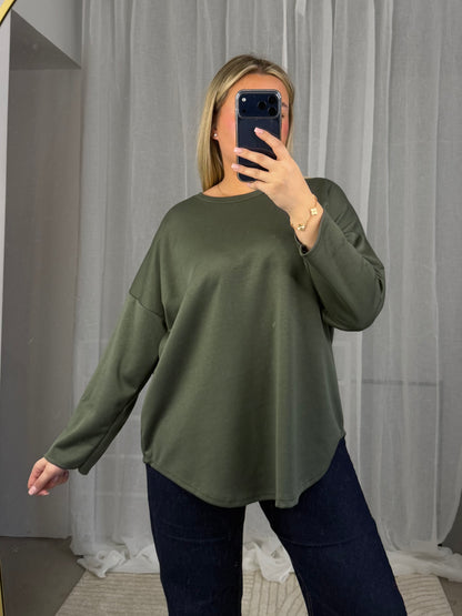 Butterstoff Langarm in Kahki