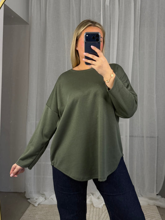 Butterstoff Langarm in Kahki