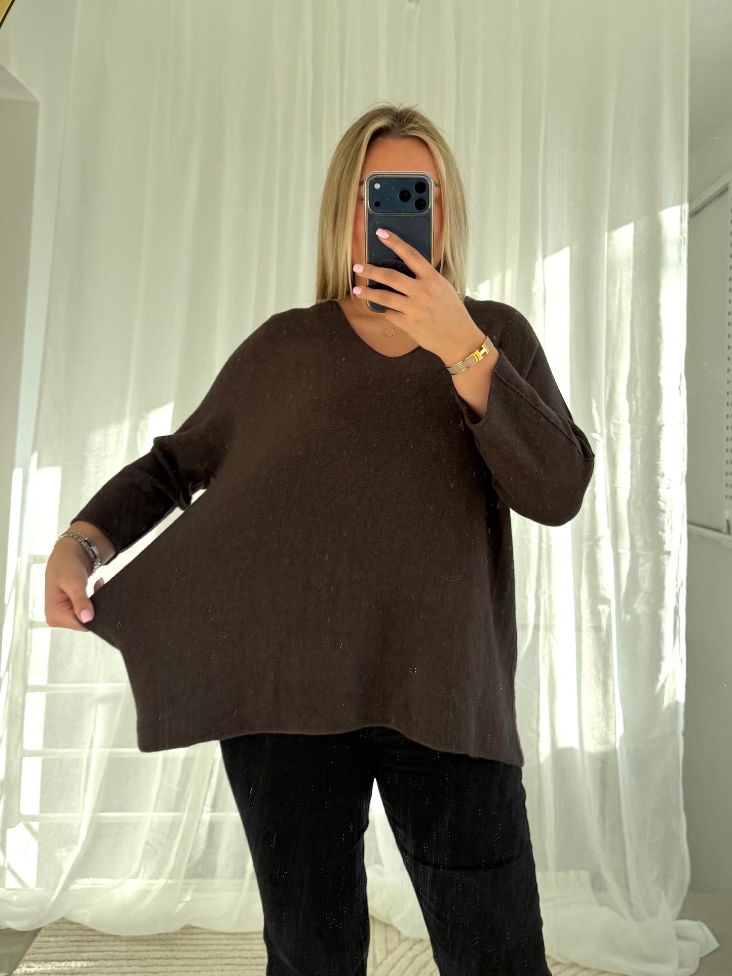 Mimi Pullover Langarm in Schokobraun