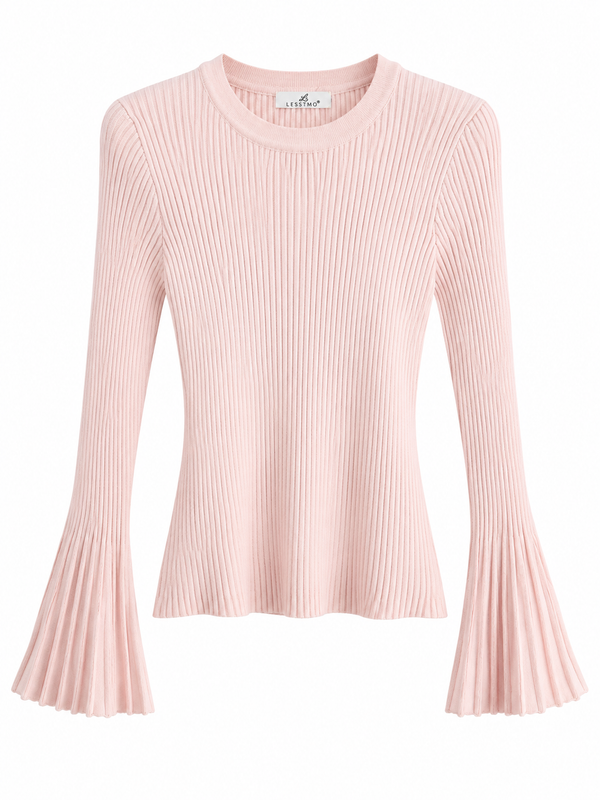 Rippstrick-Pullover mit Trompetenärmeln Rosalie