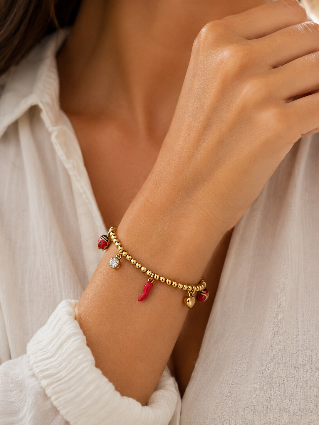 Marienkäfer-Armband Gold