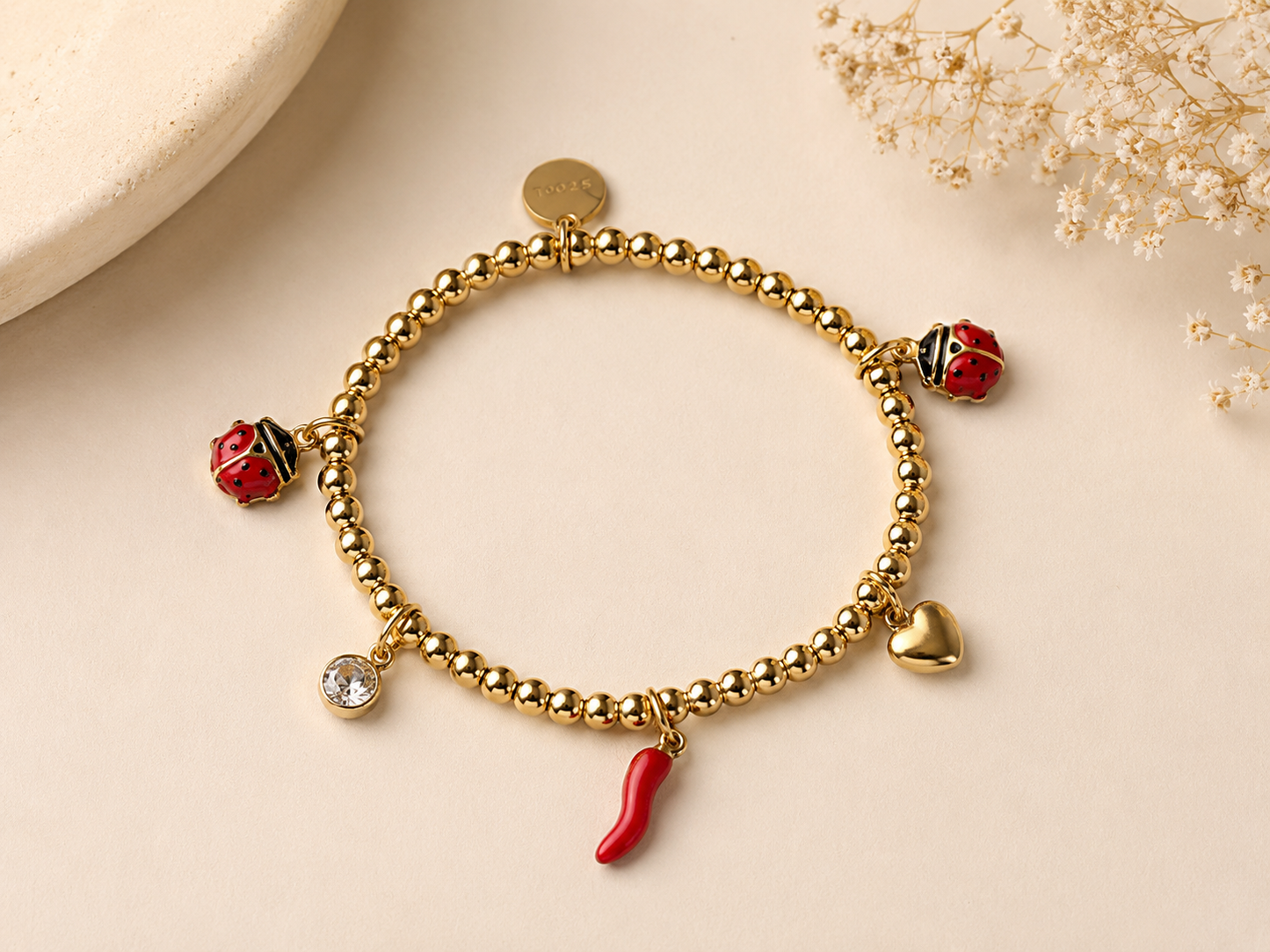 Marienkäfer-Armband Gold