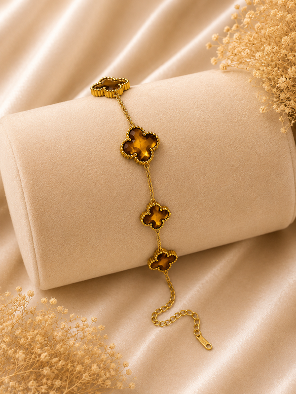 Golden Amber Charm Armband